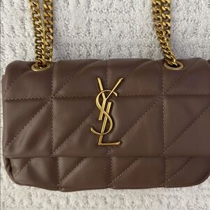 Fun bag Brown Quilted Shoulder Bag with Gold Chain